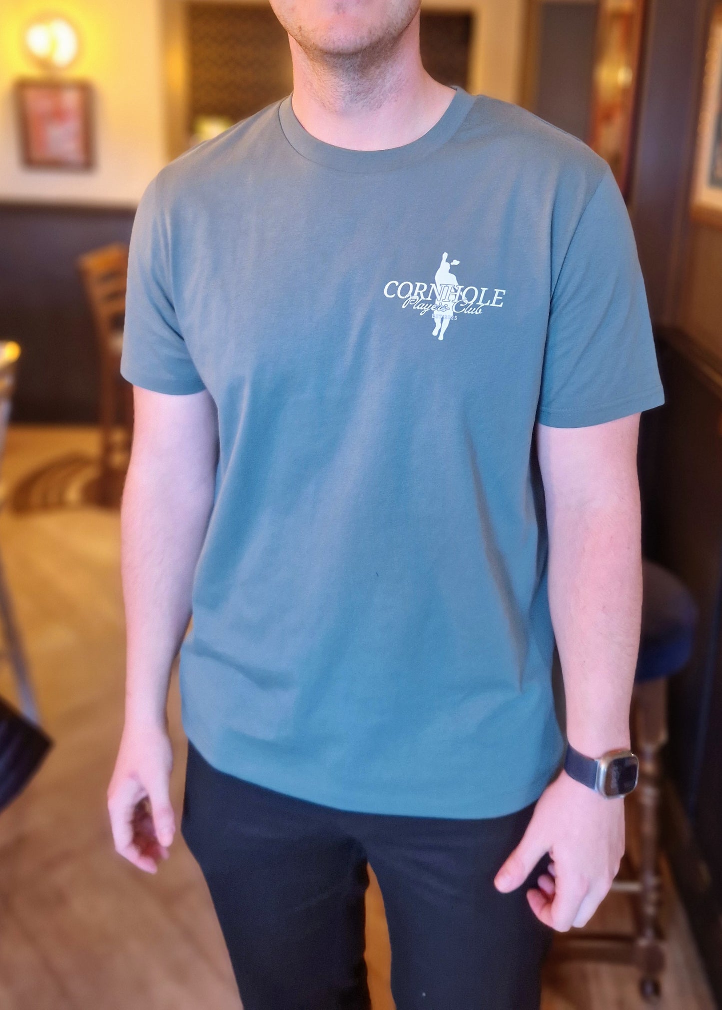 Unisex Premium T-Shirt (8 Colours) Cornhole Apparel - CPC Classic Fly (Logo White)