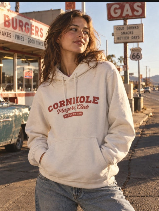 Unisex Premium (2 colours) Hoodie Light Cornhole Apparel - CPC Varsity (Logo Red)