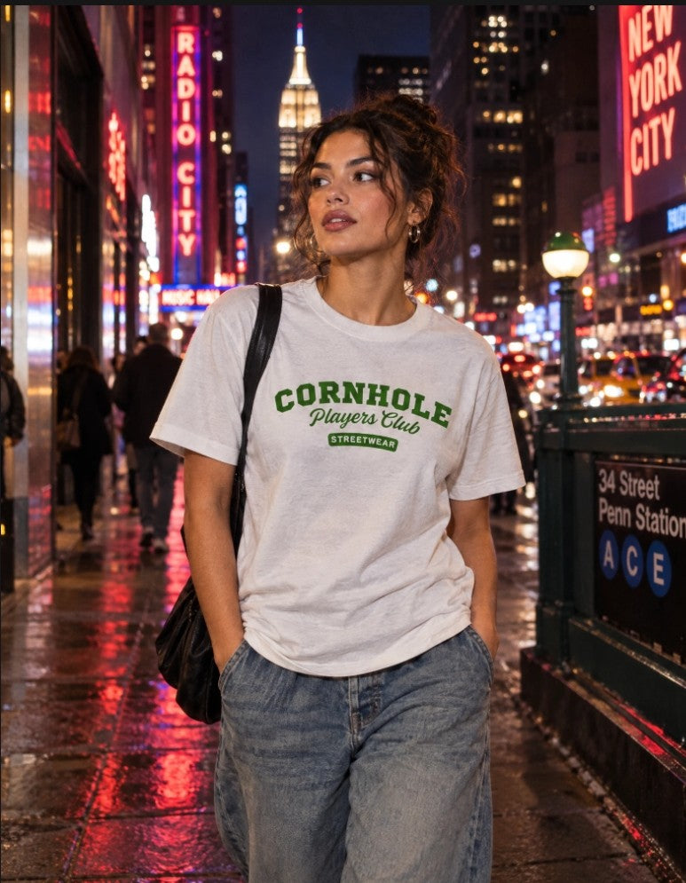 Unisex Premium T-Shirt (3 colours) Cornhole Apparel - CPC Varsity (Logo Green)