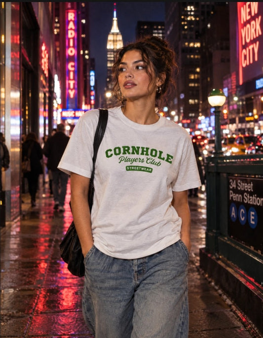 Unisex Premium T-Shirt (3 colours) Cornhole Apparel - CPC Varsity (Logo Green)