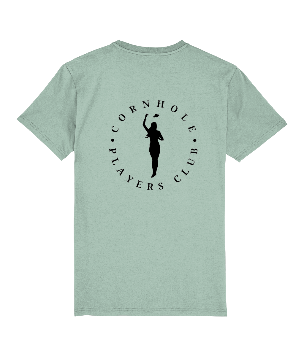 Unisex Premium T-Shirt (7 colours) Cornhole Apparel - CPC Full Circle Lady (Logo Black)