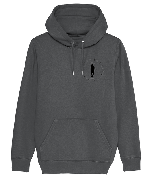 Mens Unisex Premium Anthracite Hoodie Cornhole Apparel - CPC Full Circle (Logo Black) Front Side